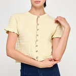 Ruffled Knit Sweater Cardigan - Butter, Women's Tops Collection