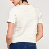 Ruffled Knit Sweater Cardigan - Off White, Women's Tops Collection
