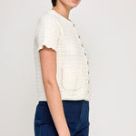 Ruffled Knit Sweater Cardigan - Off White, Women's Tops Collection