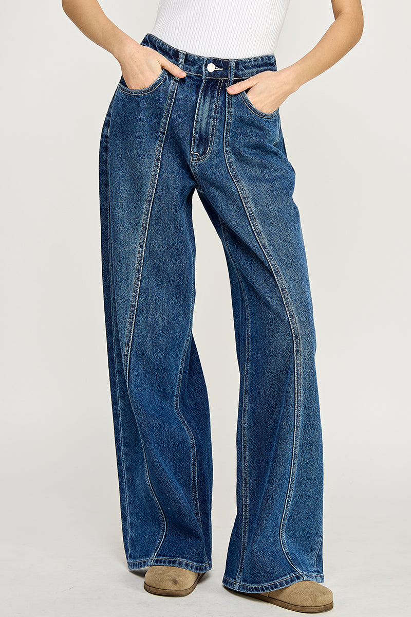 Wide Leg Stitch Detail Jean - denim, womens jean collection