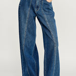 Wide Leg Stitch Detail Jean - denim, womens jean collection