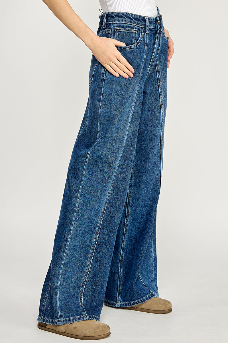Wide Leg Stitch Detail Jean - denim, womens jean collection