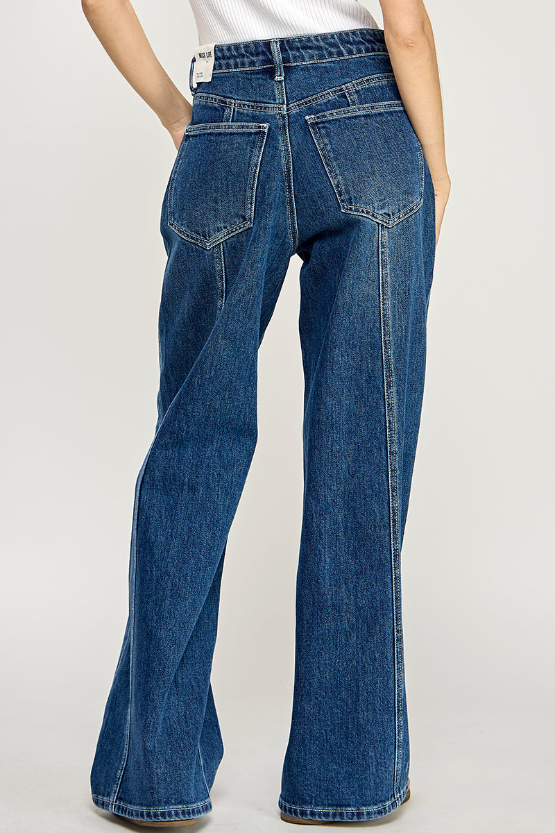 Wide Leg Stitch Detail Jean - denim, womens jean collection