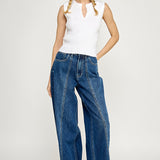 Wide Leg Stitch Detail Jean - denim, womens jean collection