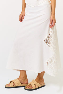 Patch Detail Maxi Skirt - white, womens skirt/matching set collection