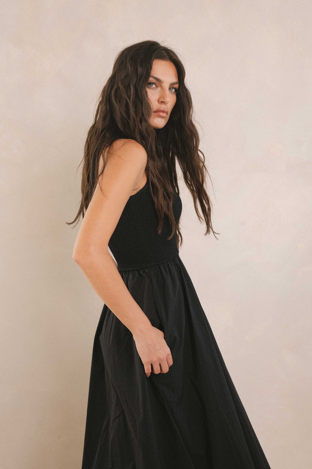 Mock Neck Maxi Dress - black, womens dress collection