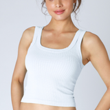Wide Rib Tank - White, Women's Tops Collection