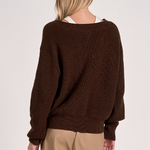 V Neck Sweater With Tank Insert - Brown/White, Women's Tops Collection