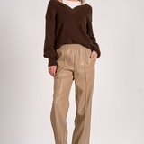 V Neck Sweater With Tank Insert - Brown/White, Women's Tops Collection