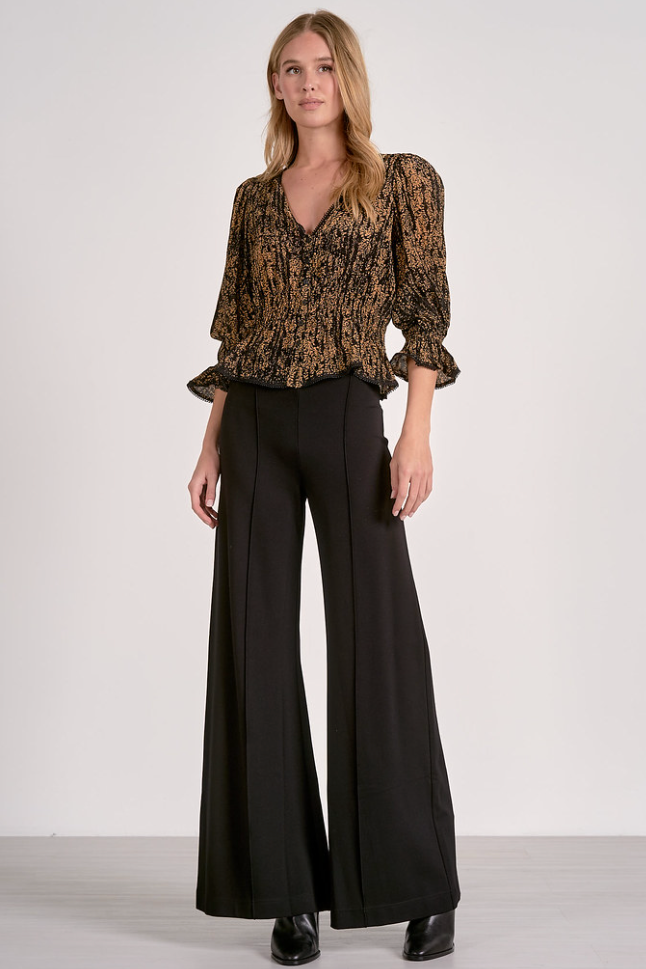 Button Down Top With Ruffle Detail - Gold, Women's Tops Collection
