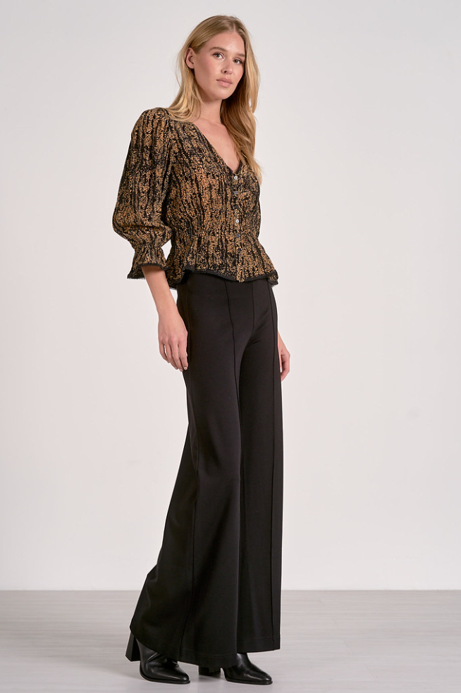 Button Down Top With Ruffle Detail - Gold, Women's Tops Collection