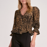 Button Down Top With Ruffle Detail - Gold, Women's Tops Collection