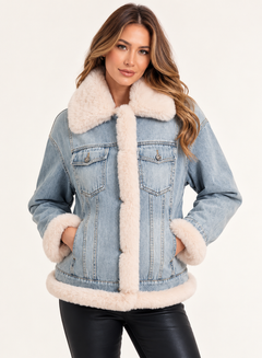 Denim Faux Fur Jacket