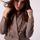 Cropped Plaid Blazer With Hoody Insert