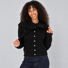 Cardigan With Attached Scarf