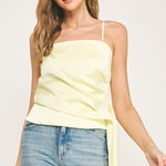 Satin Side Drape Top - yellow, womens top collection