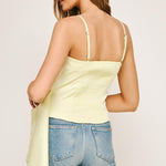Satin Side Drape Top - yellow, womens top collection