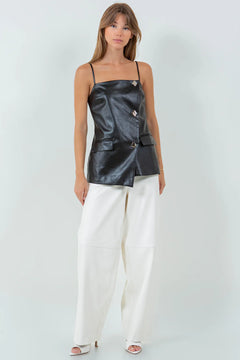 Asymmetrical Leather Top