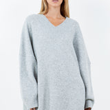 Oversized V Neck Fuzzy Sweater