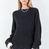 Distressed Poplin Knit Sweater