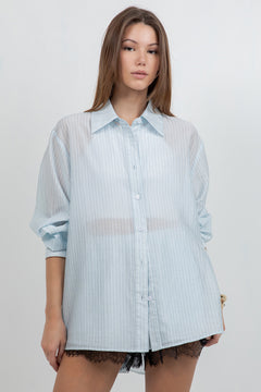 Stripe Shirt With Button Down Back