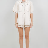 Contrast Stitch Cotton Top