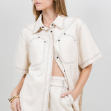 Contrast Stitch Cotton Top