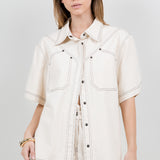 Contrast Stitch Cotton Top