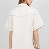 Contrast Stitch Cotton Top