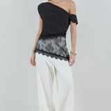 Asymmetrical One Shoulder Lace Top