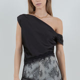 Asymmetrical One Shoulder Lace Top