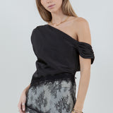 Asymmetrical One Shoulder Lace Top