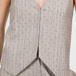 Rhinestone Pinstripe Halter Top - taupe, womens top/matching set collection