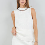 Chain Detail Sweater Top - ivory, womens top collection