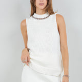 Chain Detail Sweater Top - ivory, womens top collection