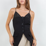 Button Down Vest top - Black/Black, Women's Tops Collection