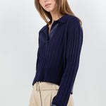Faux Insert Long Sleeve Top - Navy, Women's Tops Collection