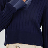 Faux Insert Long Sleeve Top - Navy, Women's Tops Collection
