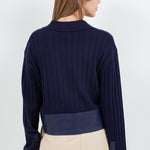 Faux Insert Long Sleeve Top - Navy, Women's Tops Collection