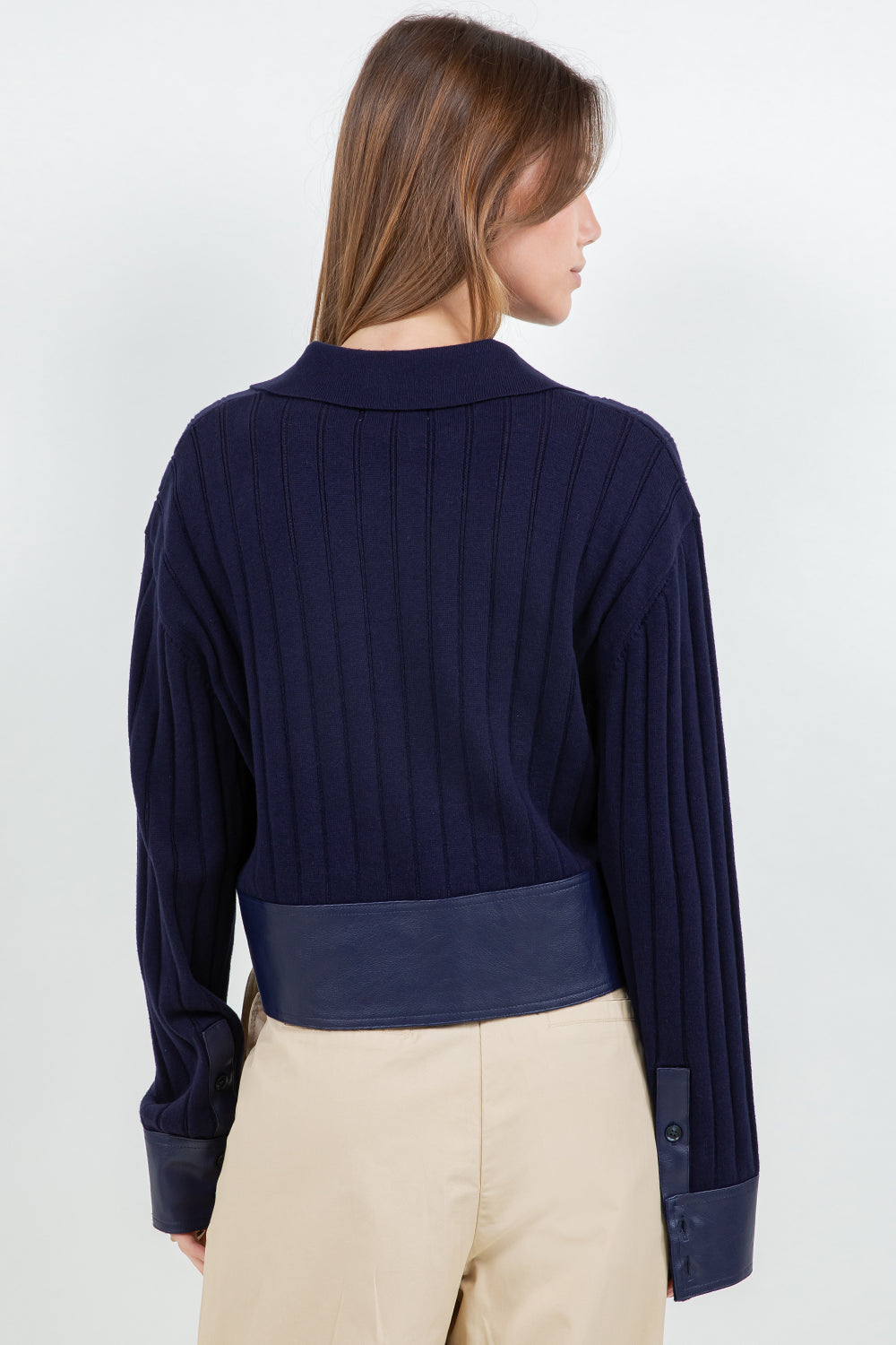 Faux Insert Long Sleeve Top - Navy, Women's Tops Collection