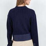 Faux Insert Long Sleeve Top - Navy, Women's Tops Collection