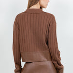 Faux Insert Long Sleeve Top - Brown, Women's Tops Collection