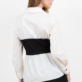 Poplin Button Down With Contrast Bust - Ivory/Black, Women's Tops Collection