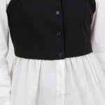 Poplin Button Down With Contrast Bust - Ivory/Black, Women's Tops Collection
