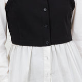 Poplin Button Down With Contrast Bust - Ivory/Black, Women's Tops Collection