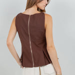 Metallic Sleeveless Blouse - brown, womens top collection