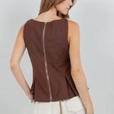 Metallic Sleeveless Blouse - brown, womens top collection