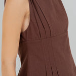 Metallic Sleeveless Blouse - brown, womens top collection