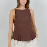 Metallic Sleeveless Blouse - brown, womens top collection
