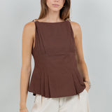 Metallic Sleeveless Blouse - brown, womens top collection